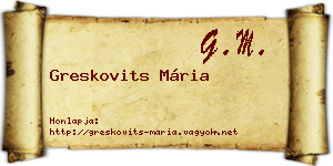 Greskovits Mária névjegykártya