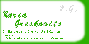 maria greskovits business card